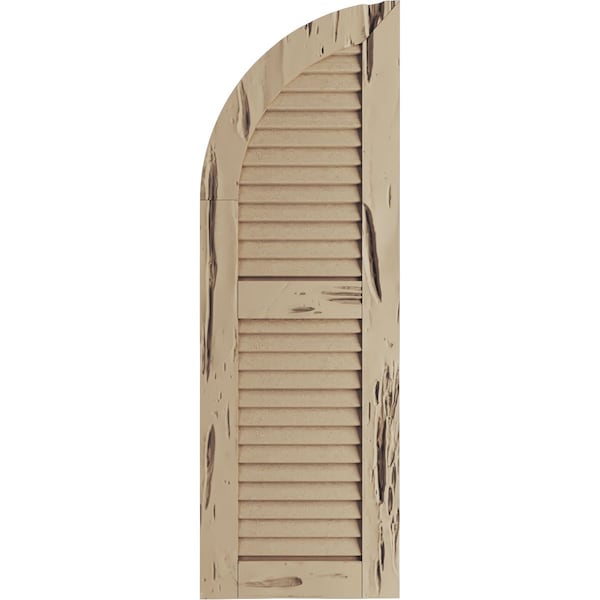 Pecky Cypress 2 Equal Louver W/Quarter Round Arch Top Faux Wood Shutters, 12W X 82H (70 Low Side)